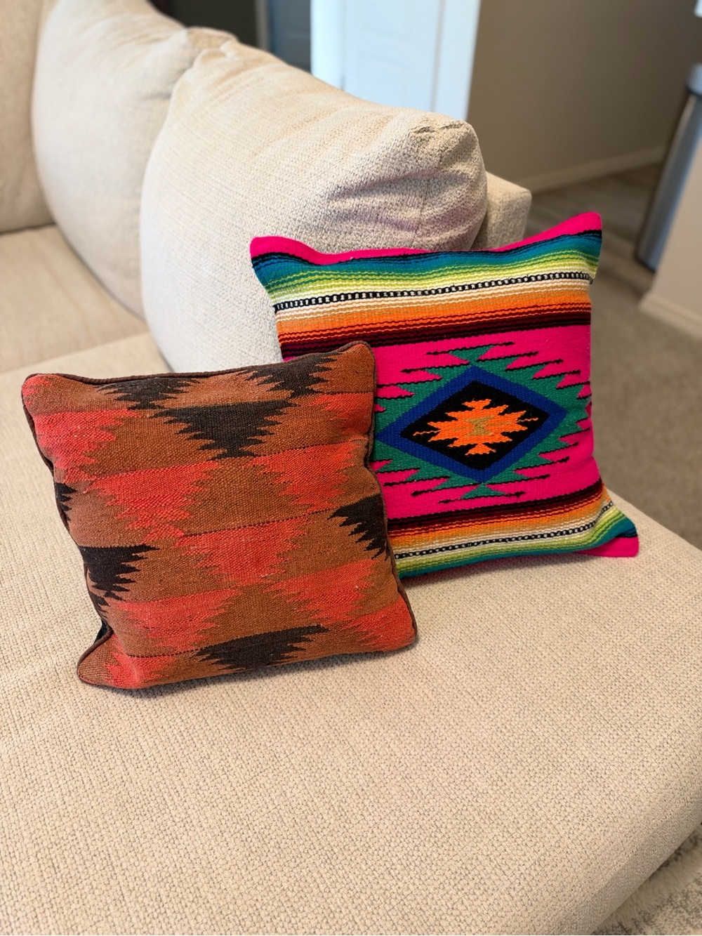 Boho Southwestern Decorative Throw Pillow - Pink & Rust